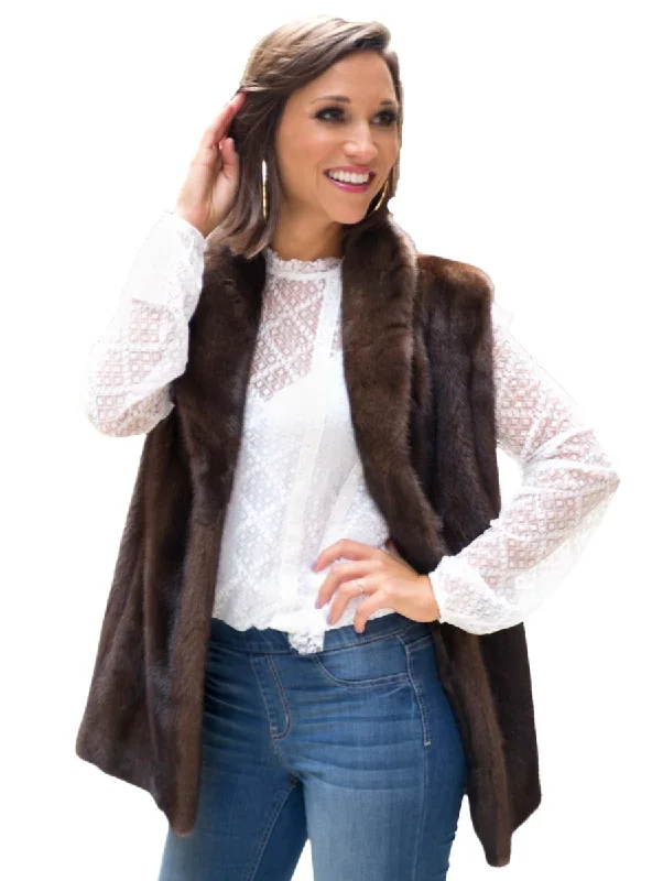 Mink Fur Vest with Shawl Collar Classic Wool Shawl Wrap