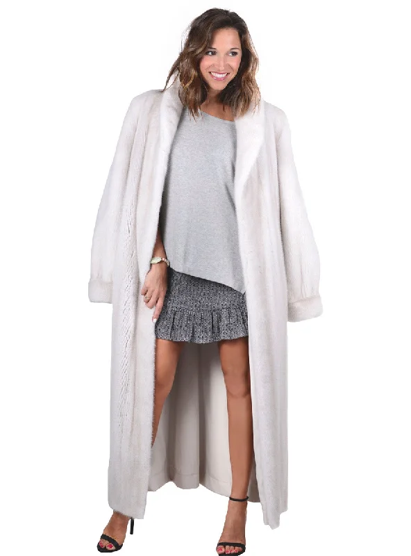 Mink Fur Coat with Shawl Collar and Bracelet Cuffs Classic Plain Shawl Wrap