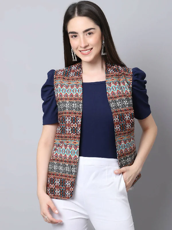 Even Apparels Brown 100% Polyester Open Front Women's Waistcoat Cozy Fleece-Lined Waistcoat Even Apparels Brown 100% Polyester Open Front Women's Waistcoat Cozy Fleece-Lined Waistcoat