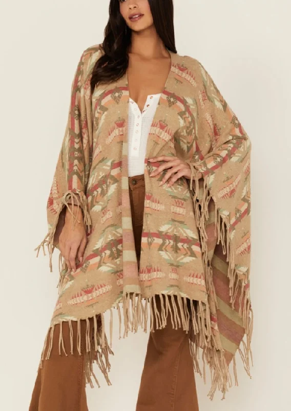 Tasha Polizzi Sand Heritage Shawl Casual Shawl with Fringes