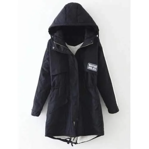 Hooded Drawstring Puffer Coat - Black Xl Cape Coat Herringbone Coat Tweed Coat