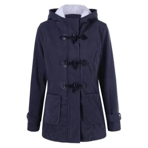 Pockets Hooded Duffle Coat - Purplish Blue L Houndstooth Jacket Shearling Jacket Fleece Jacket Pockets Hooded Duffle Coat - Purplish Blue L Houndstooth Jacket Shearling Jacket Fleece Jacket
