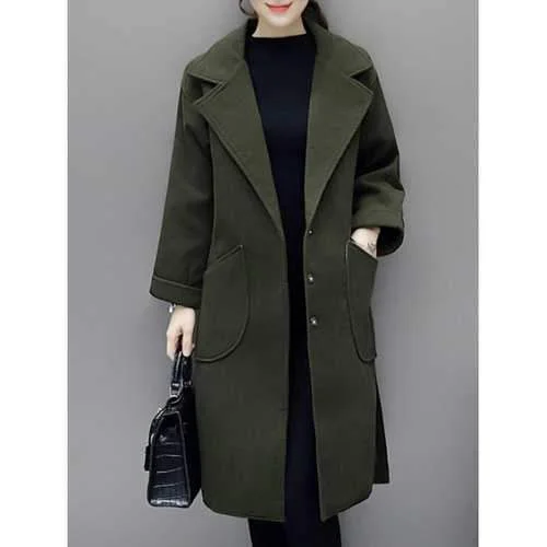 Lapel Duster Walker Coat with Pocket - Army Green M Quilted Jacket Anorak Windbreaker Lapel Duster Walker Coat with Pocket - Army Green M Quilted Jacket Anorak Windbreaker