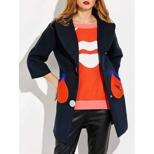 Pocket Snap Button Coat - Purplish Blue L Toggle Coat Shawl Collar Coat Notch Collar Coat Pocket Snap Button Coat - Purplish Blue L Toggle Coat Shawl Collar Coat Notch Collar Coat