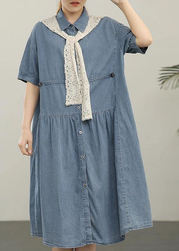 2024 Wash Casual Lace Shawl Two Piece Denim Dress Comfortable Cotton Shawl Wrap
