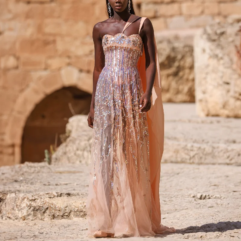 Beaded Tulle Dress with Georgette Shawls Chic Chunky Knit Shawl