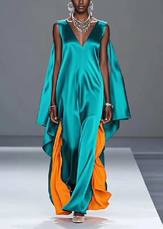 Stylish Green V Neck Patchwork Shawl Silk Maxi Dresses Summer Cozy Woolen Shawl Scarf Stylish Green V Neck Patchwork Shawl Silk Maxi Dresses Summer Cozy Woolen Shawl Scarf