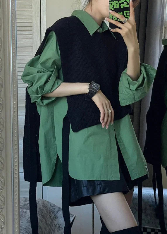 Women Black Shawl Knit Green Shirts Two Pieces Set Long Sleeve Cozy Plaid Wool Shawl Women Black Shawl Knit Green Shirts Two Pieces Set Long Sleeve Cozy Plaid Wool Shawl