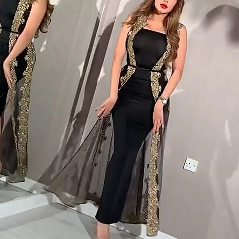 Amy Fashion - Slim Fit Sheath Perspective Mesh Split Shawl Dress Luxurious Silk Shawl Cape Amy Fashion - Slim Fit Sheath Perspective Mesh Split Shawl Dress Luxurious Silk Shawl Cape