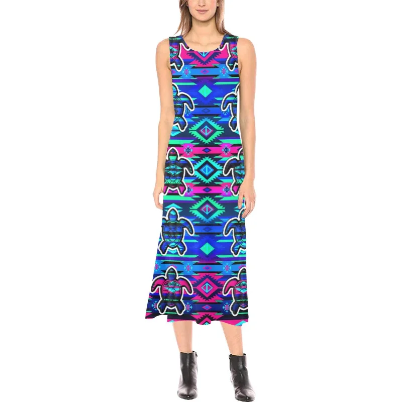 Adobe Sunset Turtles Phaedra Sleeveless Open Fork Long Dress Tunics Sophisticated sleek Adobe Sunset Turtles Phaedra Sleeveless Open Fork Long Dress Tunics Sophisticated sleek