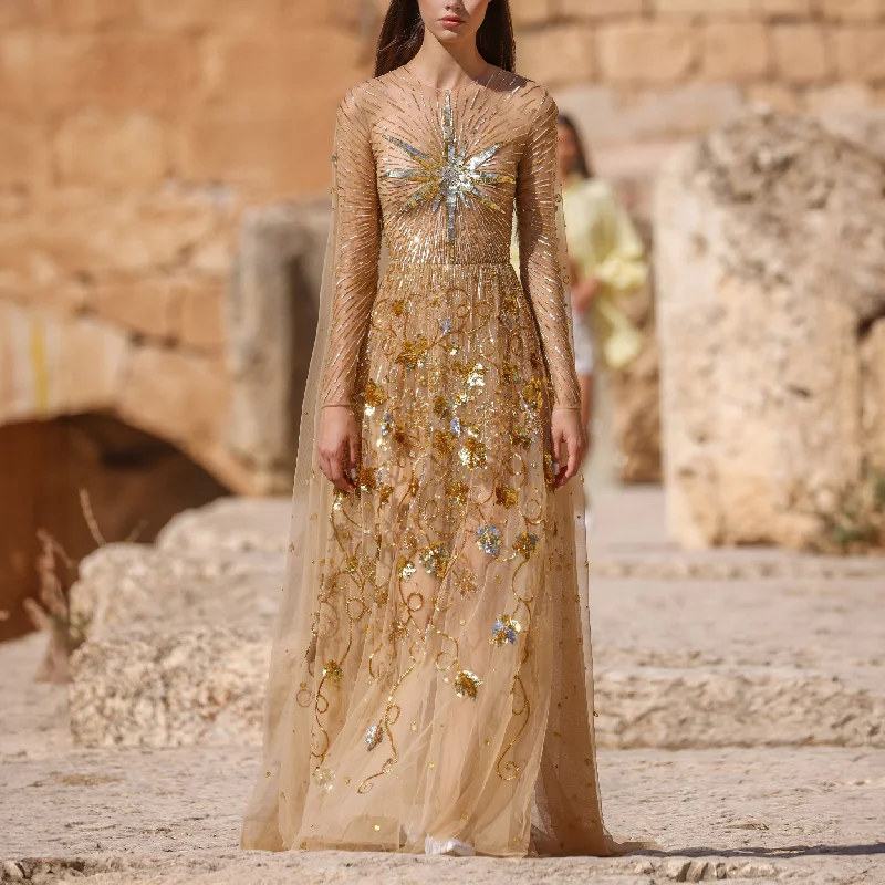 Beaded Tulle Dress with Shawls Fashionable Pashmina Shawl