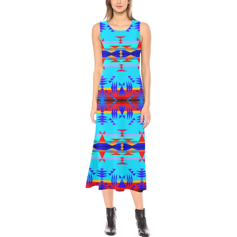 Between the Mountains Blue Phaedra Sleeveless Open Fork Long Dress Tunics Bridal satin Between the Mountains Blue Phaedra Sleeveless Open Fork Long Dress Tunics Bridal satin