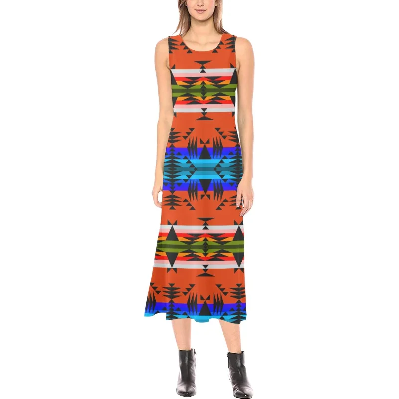 Between the Mountains Orange Phaedra Sleeveless Open Fork Long Dress Tunics Exclusive limited