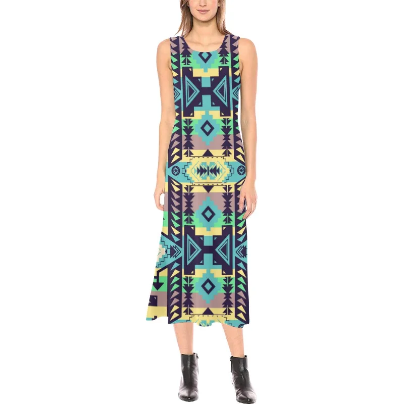 Chiefs Mountain 100 Phaedra Sleeveless Open Fork Long Dress Tunics stripes playful
