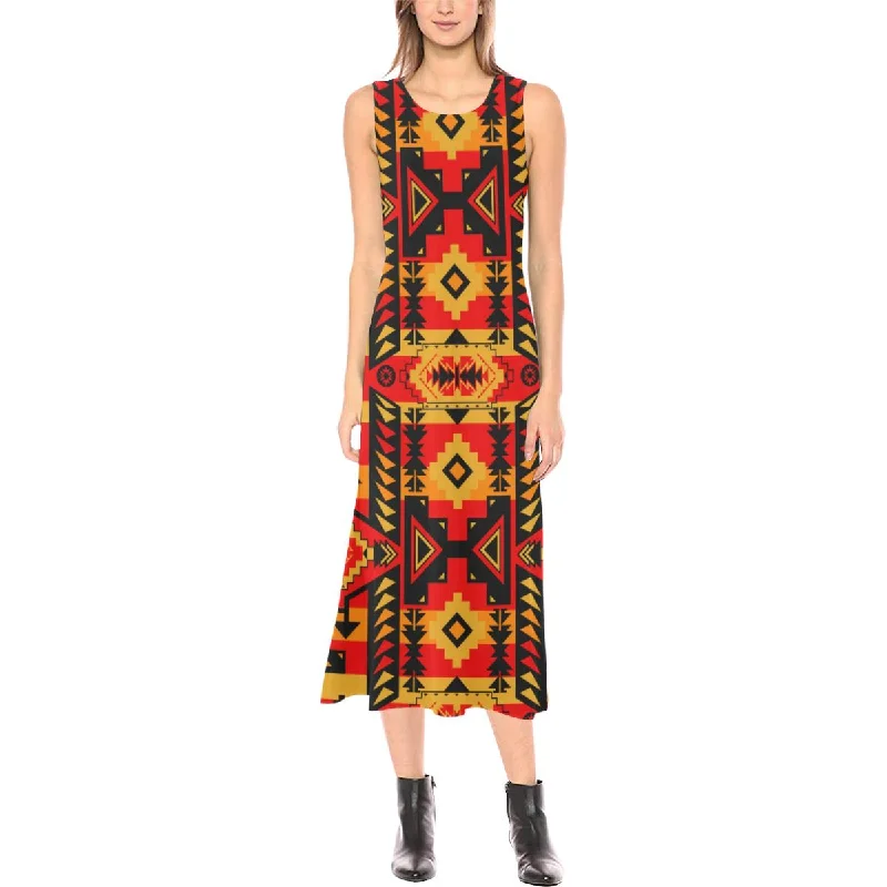 Chiefs Mountain Fire Phaedra Sleeveless Open Fork Long Dress Tunics Solid Classic