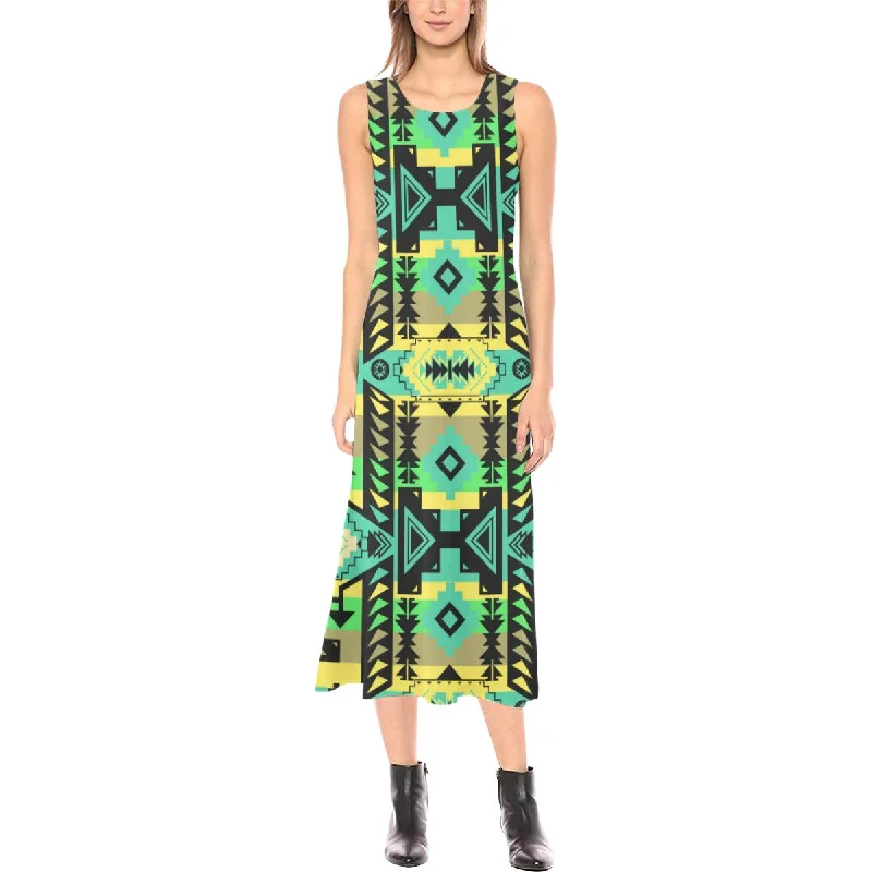 Chiefs Mountain Light Kelly Phaedra Sleeveless Open Fork Long Dress Crew Neckline Sporty