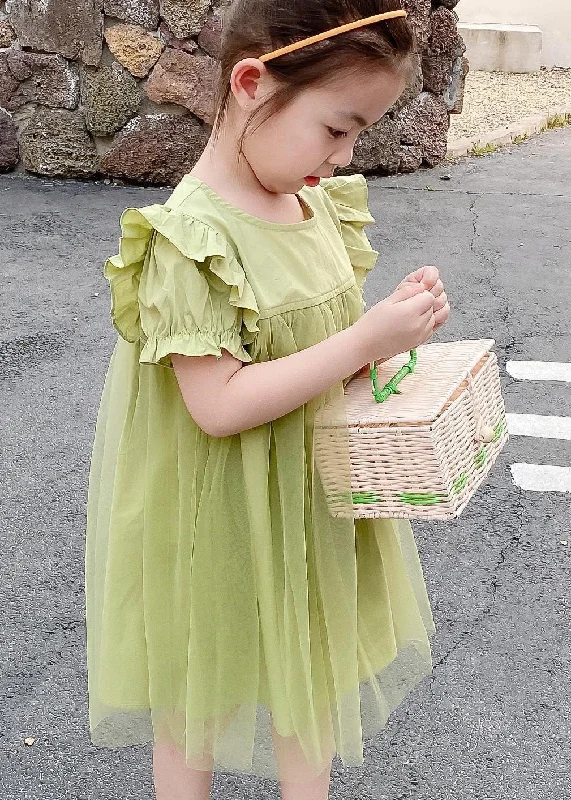 Classy Green O-Neck Ruffled Patchwork Tulle Girls Long Dresses Summer Turtleneck Warm Winter Classy Green O-Neck Ruffled Patchwork Tulle Girls Long Dresses Summer Turtleneck Warm Winter