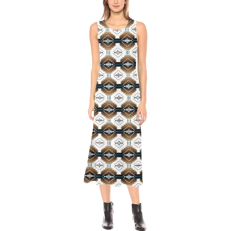 Cofitichequi White Phaedra Sleeveless Open Fork Long Dress Tunics Luxurious premium