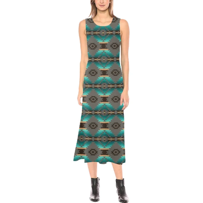 Cree Confederacy Phaedra Sleeveless Open Fork Long Dress Tunics Evening elegant