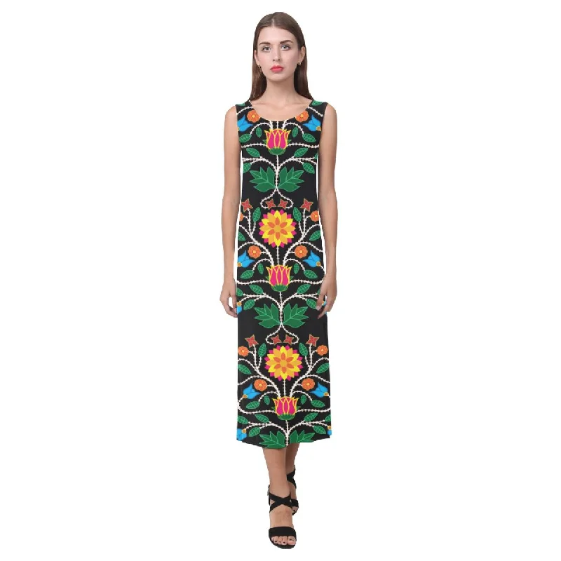 Floral Beadwork Four Clans Phaedra Sleeveless Open Fork Long Dress Floral Print girly Floral Beadwork Four Clans Phaedra Sleeveless Open Fork Long Dress Floral Print girly