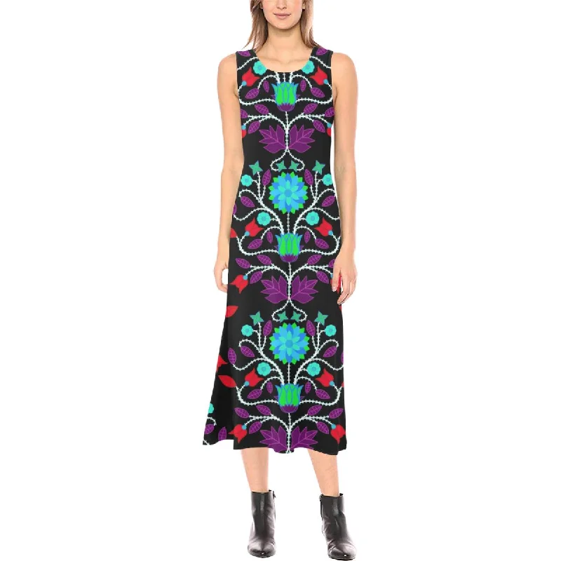 Floral Beadwork Four Clans Winter Phaedra Sleeveless Open Fork Long Dress Tunics Polka dots Floral Beadwork Four Clans Winter Phaedra Sleeveless Open Fork Long Dress Tunics Polka dots