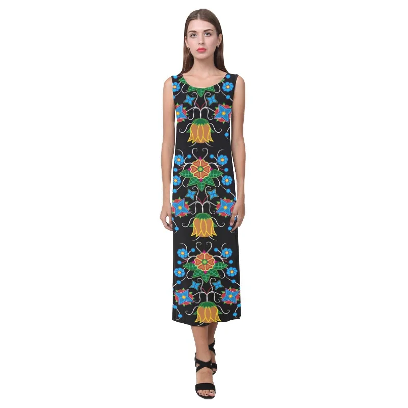 Floral Beadwork Four Mothers Phaedra Sleeveless Open Fork Long Dress Tunics Sophisticated sleek Floral Beadwork Four Mothers Phaedra Sleeveless Open Fork Long Dress Tunics Sophisticated sleek