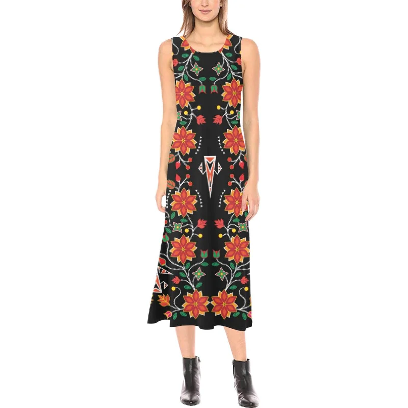 Floral Beadwork Six Bands Phaedra Sleeveless Open Fork Long Dress Tunics Corduroy durable Floral Beadwork Six Bands Phaedra Sleeveless Open Fork Long Dress Tunics Corduroy durable