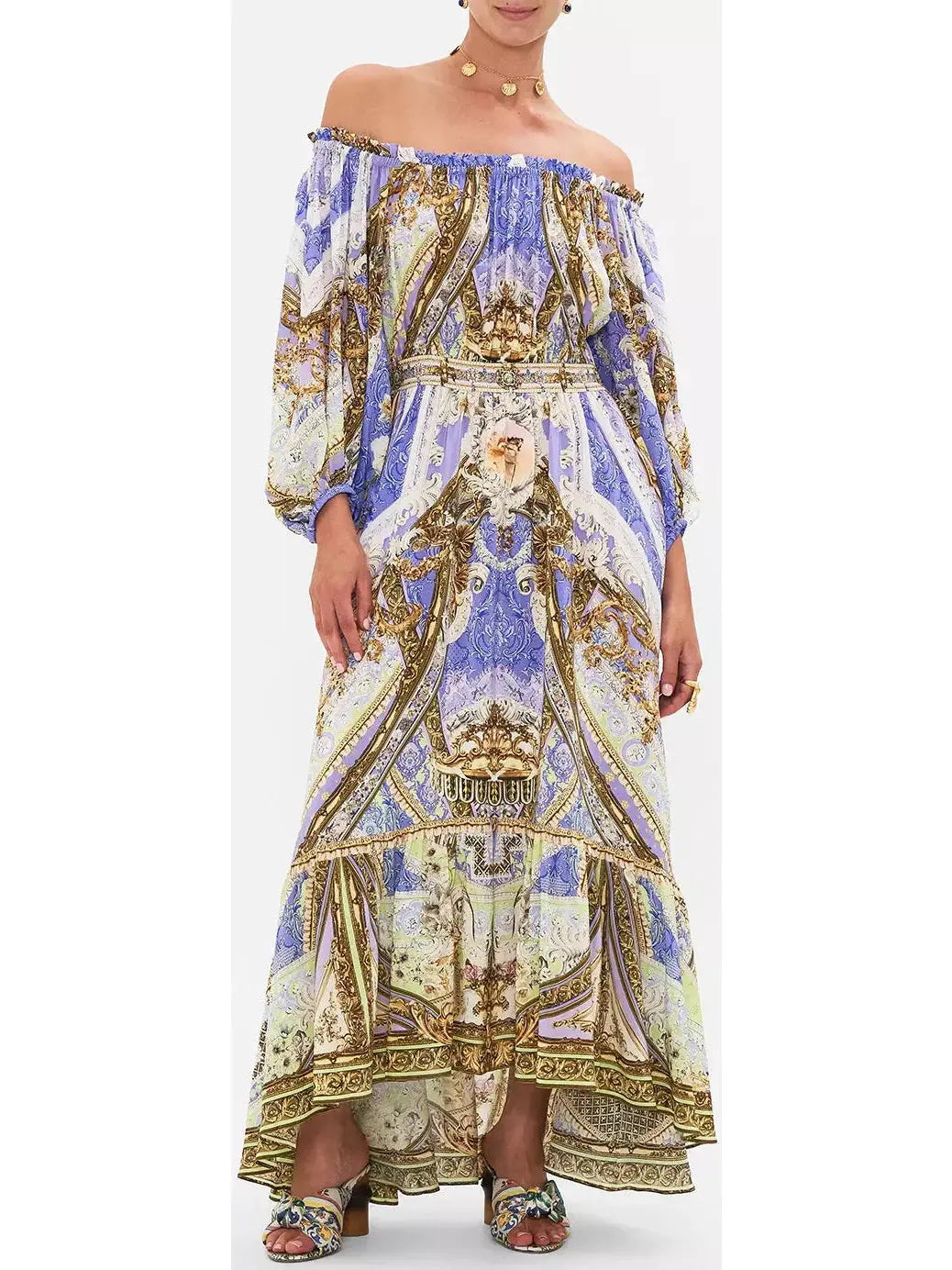 Frill Off The Shoulder Long Dress Tunics Exclusive limited