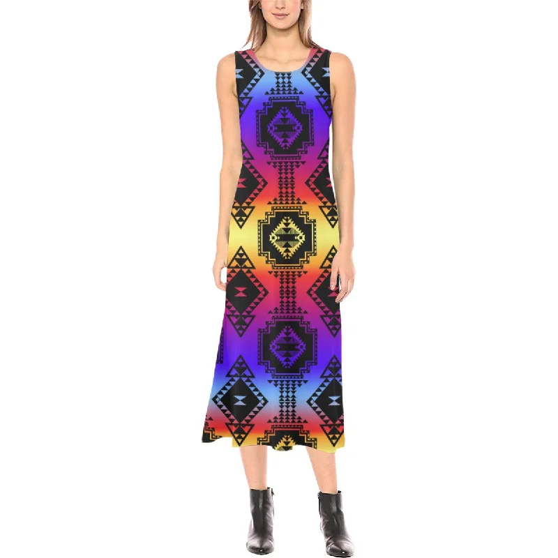 Gathering Sunset Phaedra Sleeveless Open Fork Long Dress Tunics Stylish elegant