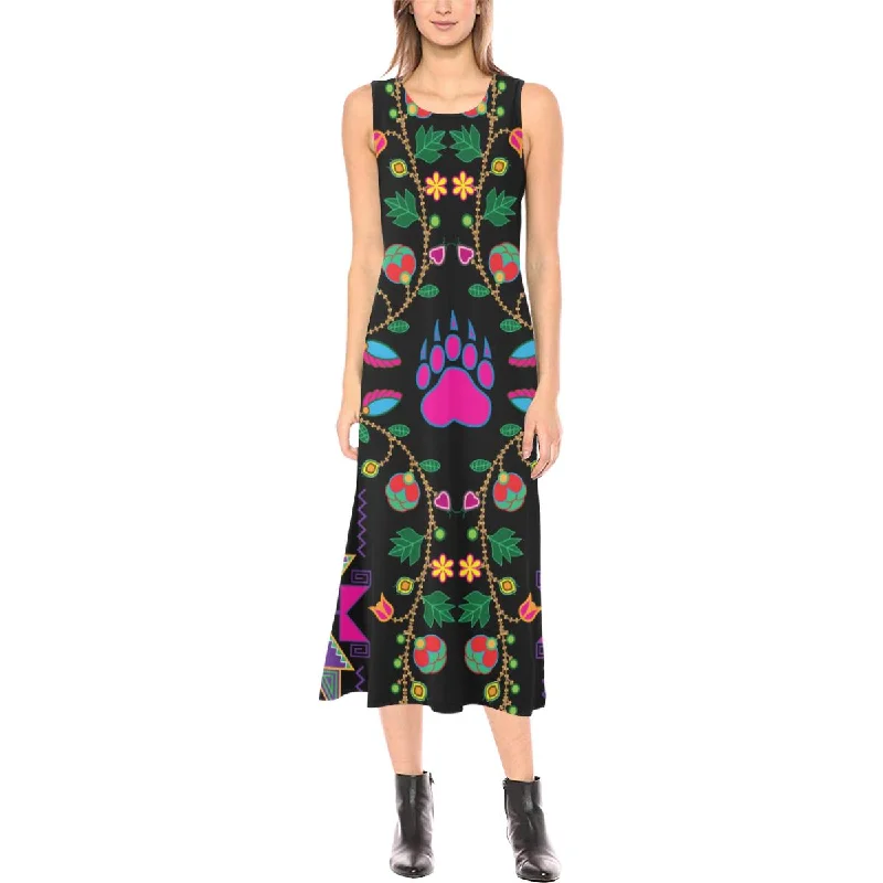 Geometric Floral Fall - Black Phaedra Sleeveless Open Fork Long Dress Halter Neckline Beach Geometric Floral Fall - Black Phaedra Sleeveless Open Fork Long Dress Halter Neckline Beach