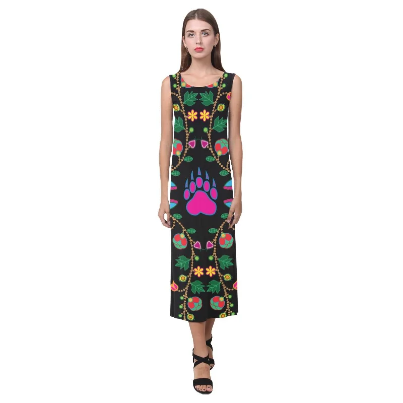 Geometric Floral Fall - Black Phaedra Sleeveless Open Fork Long Dress Tunics Stylish elegant Geometric Floral Fall - Black Phaedra Sleeveless Open Fork Long Dress Tunics Stylish elegant