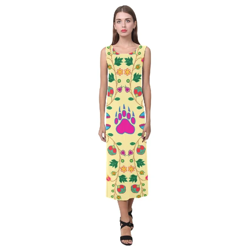 Geometric Floral Fall - Vanilla Phaedra Sleeveless Open Fork Long Dress Tunics Short Trendy Geometric Floral Fall - Vanilla Phaedra Sleeveless Open Fork Long Dress Tunics Short Trendy