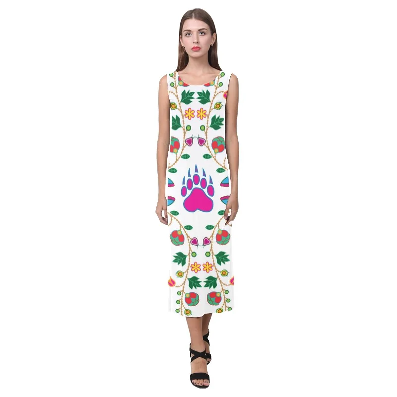 Geometric Floral Fall - White Phaedra Sleeveless Open Fork Long Dress Tunics Favorite customer Geometric Floral Fall - White Phaedra Sleeveless Open Fork Long Dress Tunics Favorite customer