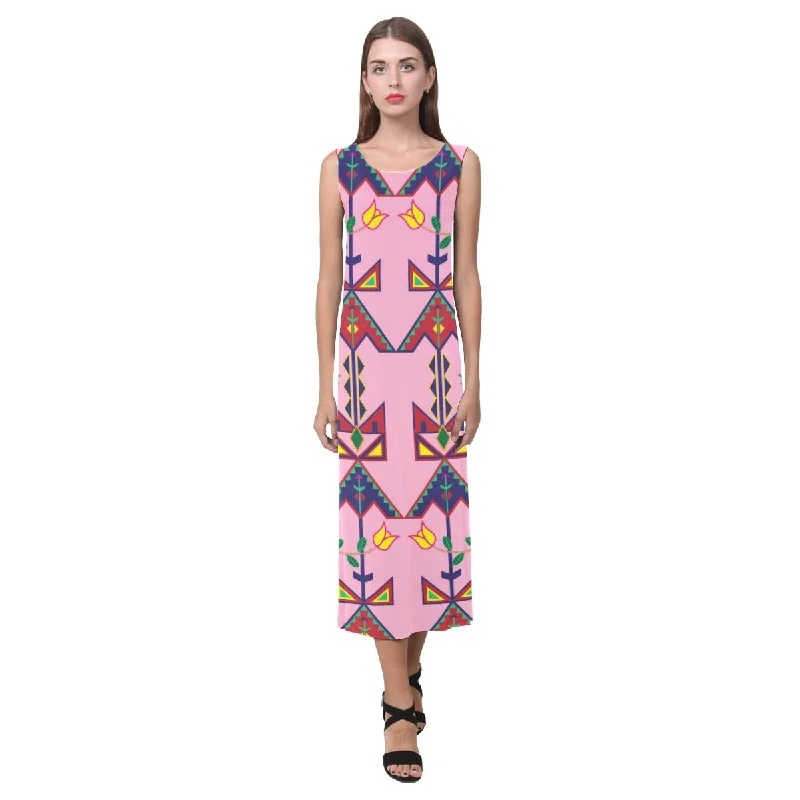 Geometric Floral Spring - Sunset Phaedra Sleeveless Open Fork Long Dress Tunics Winter warm Geometric Floral Spring - Sunset Phaedra Sleeveless Open Fork Long Dress Tunics Winter warm