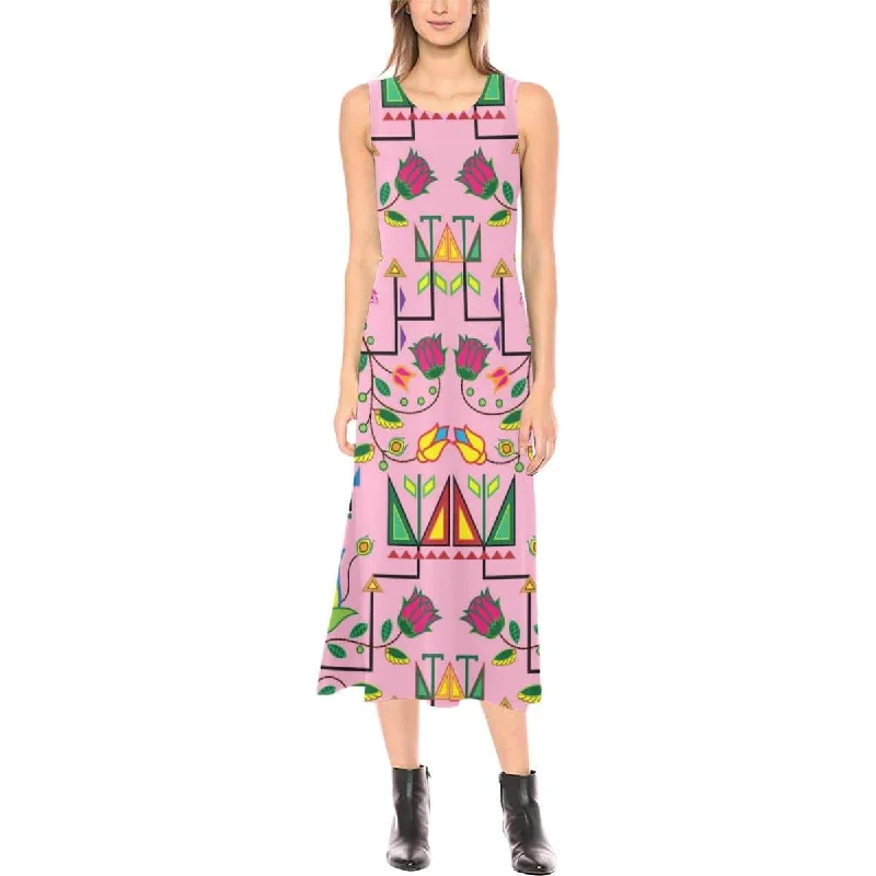 Geometric Floral Summer - Sunset Phaedra Sleeveless Open Fork Long Dress Tunics Exclusive limited Geometric Floral Summer - Sunset Phaedra Sleeveless Open Fork Long Dress Tunics Exclusive limited