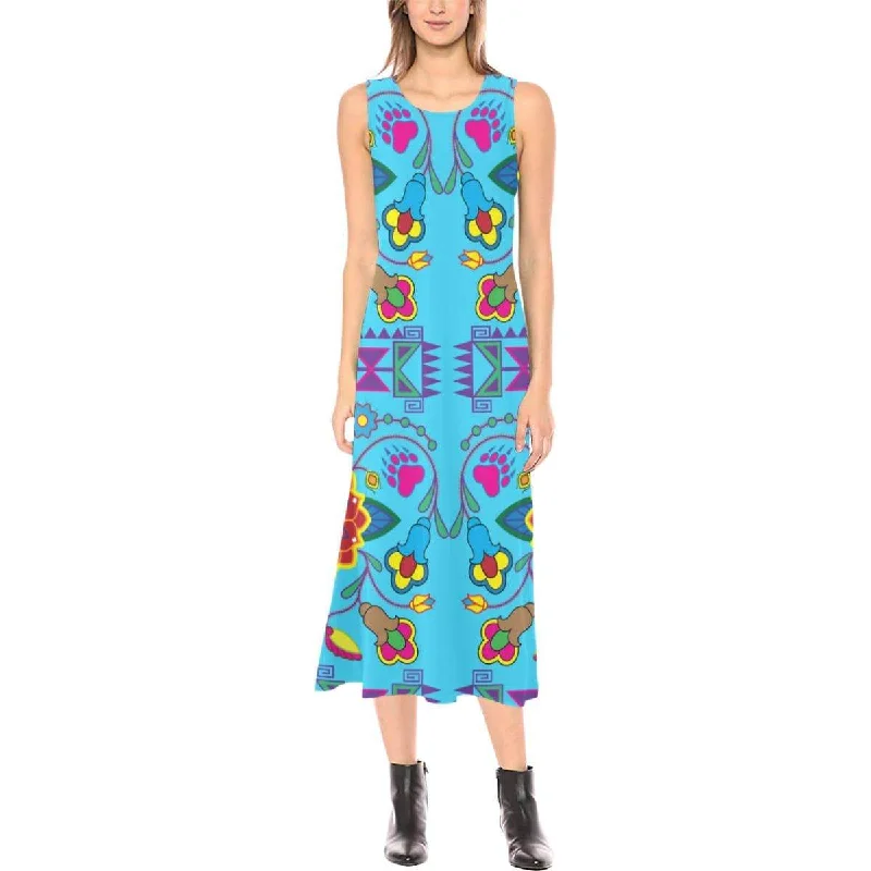 Geometric Floral Winter - Sky Blue Phaedra Sleeveless Open Fork Long Dress Tunics Spring floral Geometric Floral Winter - Sky Blue Phaedra Sleeveless Open Fork Long Dress Tunics Spring floral