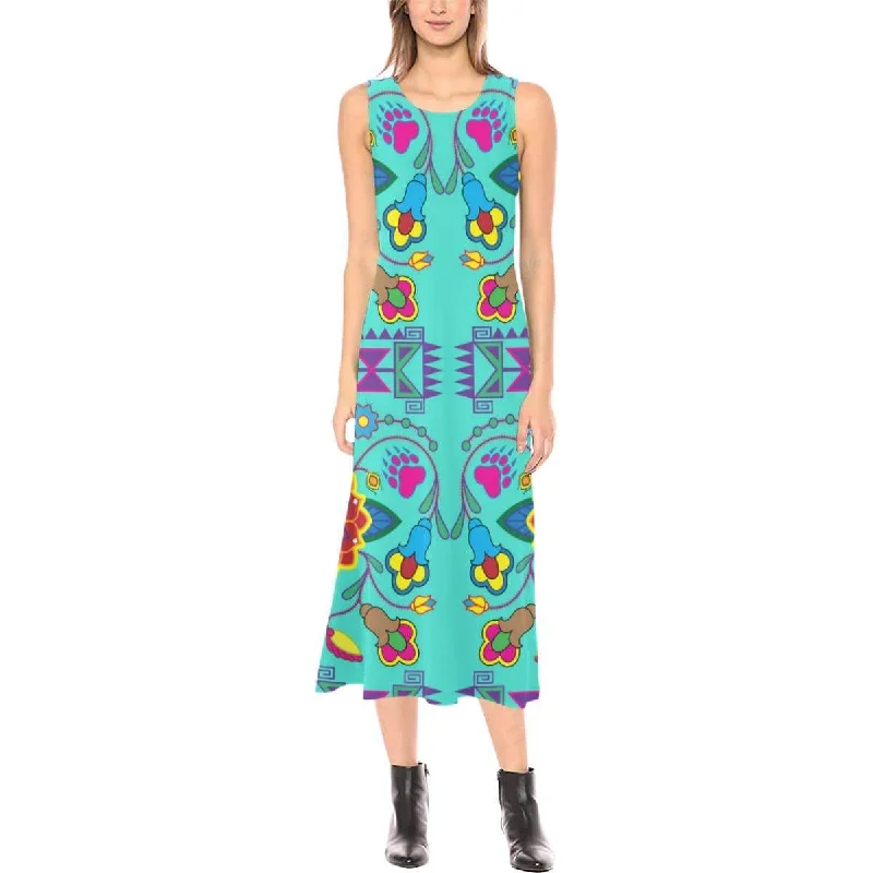 Geometric Floral Winter - Sky Phaedra Sleeveless Open Fork Long Dress Elegant Long Evening Geometric Floral Winter - Sky Phaedra Sleeveless Open Fork Long Dress Elegant Long Evening