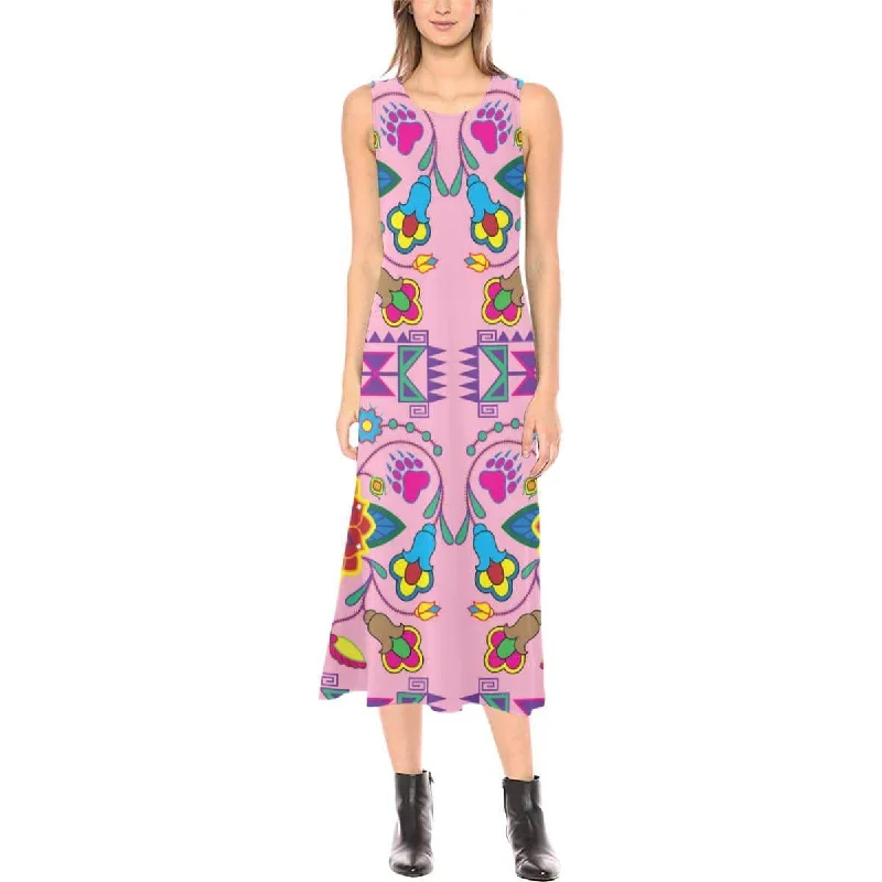 Geometric Floral Winter - Sunset Phaedra Sleeveless Open Fork Long Dress Tunics Custom made Geometric Floral Winter - Sunset Phaedra Sleeveless Open Fork Long Dress Tunics Custom made