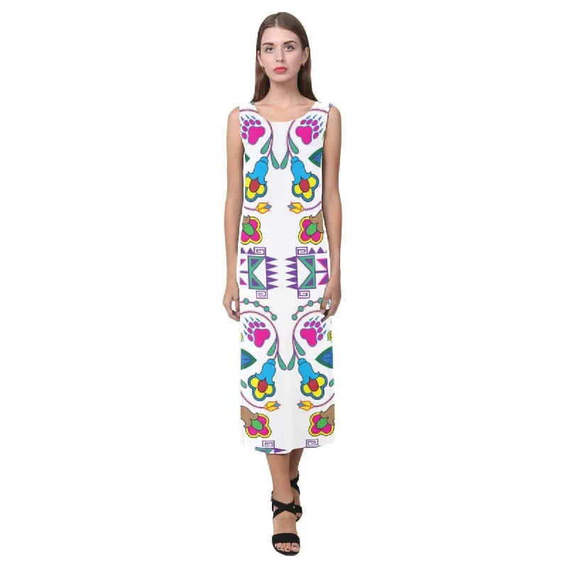 Geometric Floral Winter - White Phaedra Sleeveless Open Fork Long Dress Tunics Sale discount Geometric Floral Winter - White Phaedra Sleeveless Open Fork Long Dress Tunics Sale discount