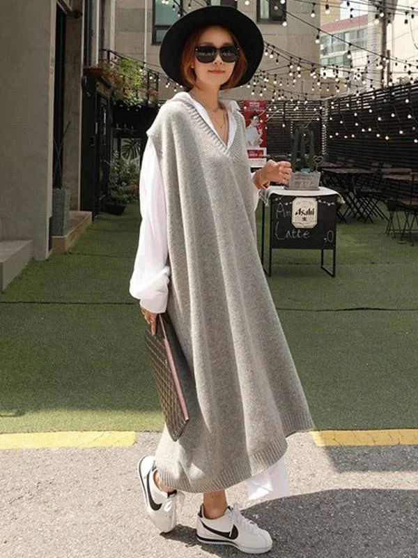 Zjkrl - Loose V-neck Woolen Waistcoat Stylish Tweed Waistcoat Jacket