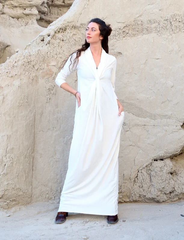 Shawl Collar Origami Long Dress Elegant Velvet Shawl Wrap