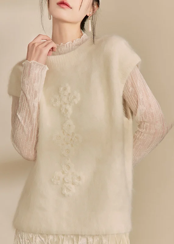 Simple Beige O-Neck Floral Cozy Cotton Knit Waistcoat Winter Warm Fleece Waistcoat Vest Simple Beige O-Neck Floral Cozy Cotton Knit Waistcoat Winter Warm Fleece Waistcoat Vest