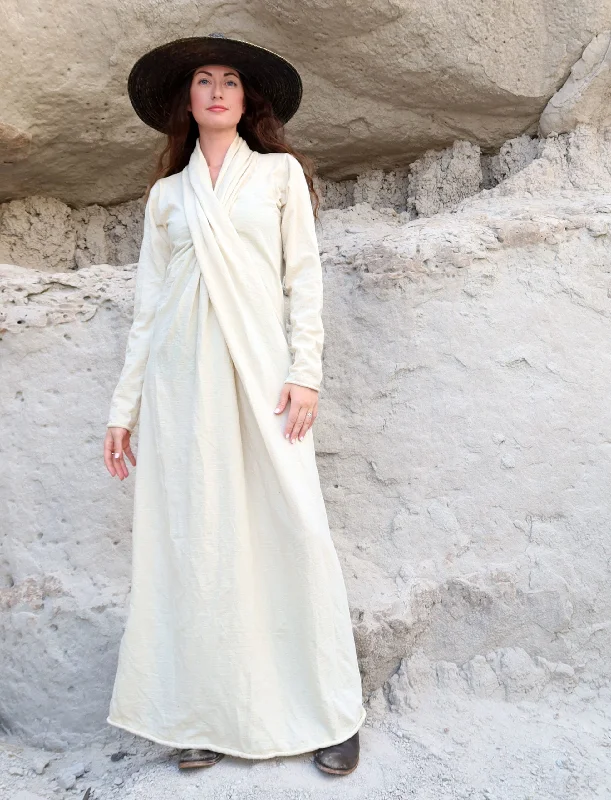 ORGANIC WOOL Shawl Collar Pencil Long Dress Cozy Knit Shawl Scarf