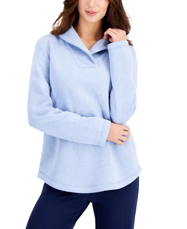 Karen Scott Shawl Collar Fleece Long Sleeve Fleece Top Chic Cotton Shawl Wrap