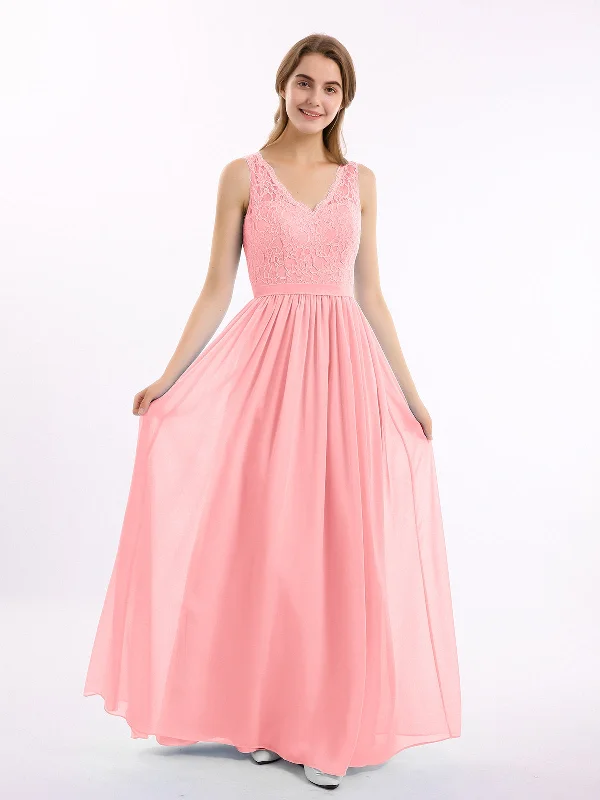 Lace Top and Chiffon Bottom Long Dresses Flamingo Tunics Gym athletic