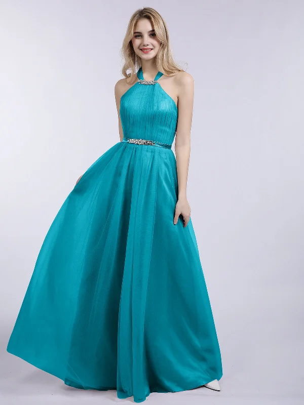 Halter Tulle with Beaded Long Dress Jade Tunics Canvas sturdy