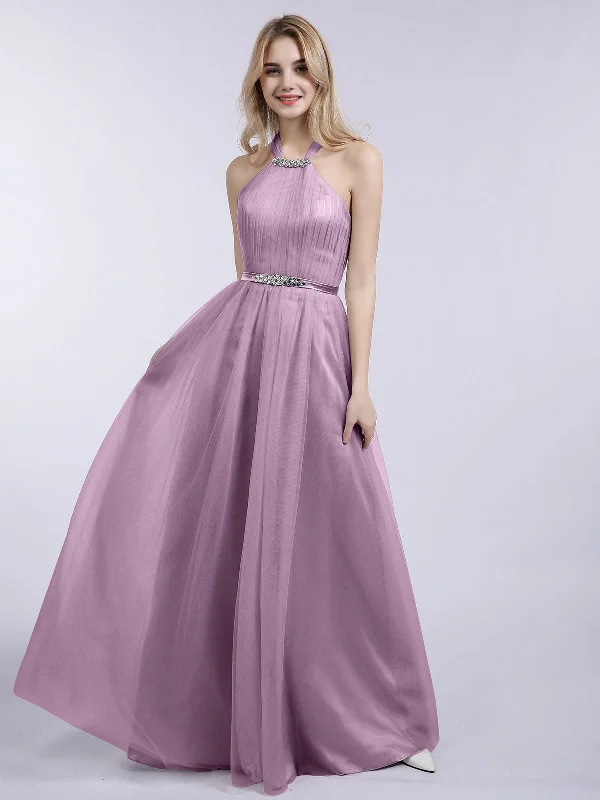 Halter Tulle with Beaded Long Dress Wisteria Tunics Handmade artisanal