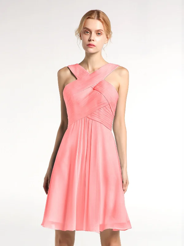 Cross Front Empire Waist Short Bridesmaid Dress Flamingo Tunics Recommended stylist