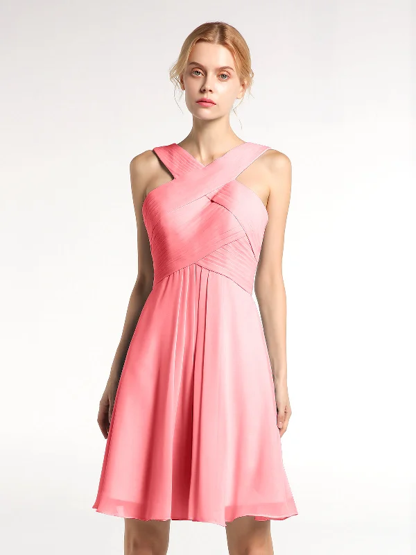 Cross Front Empire Waist Short Bridesmaid Dress Watermelon Tunics Vintage classic