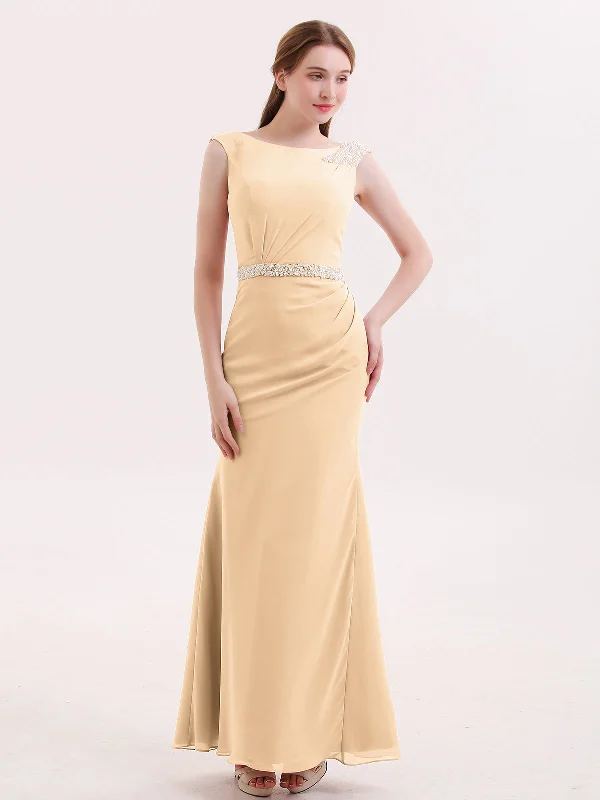 Chiffon Sheath Dress with Beaded Waistband-Peach Tunics Cozy soft